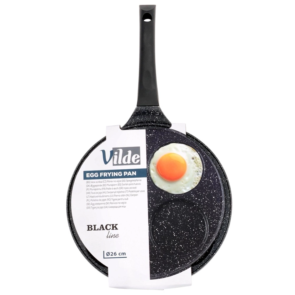Patelnia do jajek granitowa 4 otwory BLACK LINE 26 cm