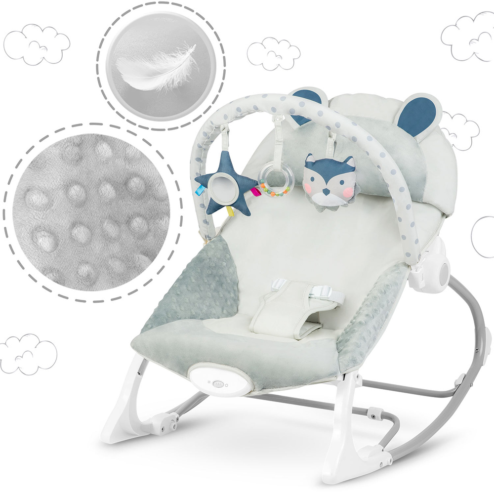 Leżaczek bujaczek z wibracją - szary