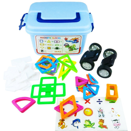 Klocki konstrukcyjne magnetyczne zestaw box 58 szt