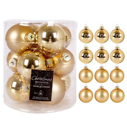 Bombki choinkowe szklane złote 6 cm 12 szt.