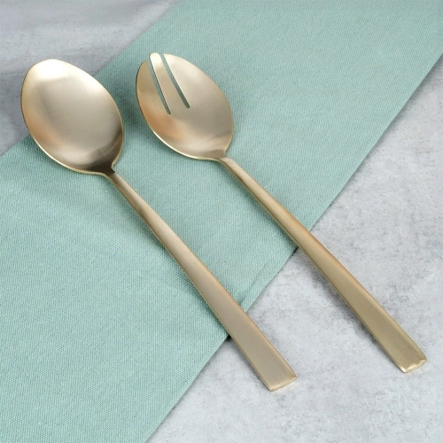 Łyżki do sałatek stalowe złote 25 cm 2 szt.