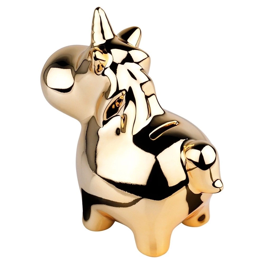 Skarbonka ceramiczna złota lustrzana 18x10,5 cm