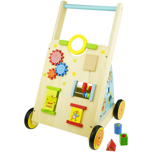 Pchacz chodzik drewniany sorter liczydło klocki edukacyjny 