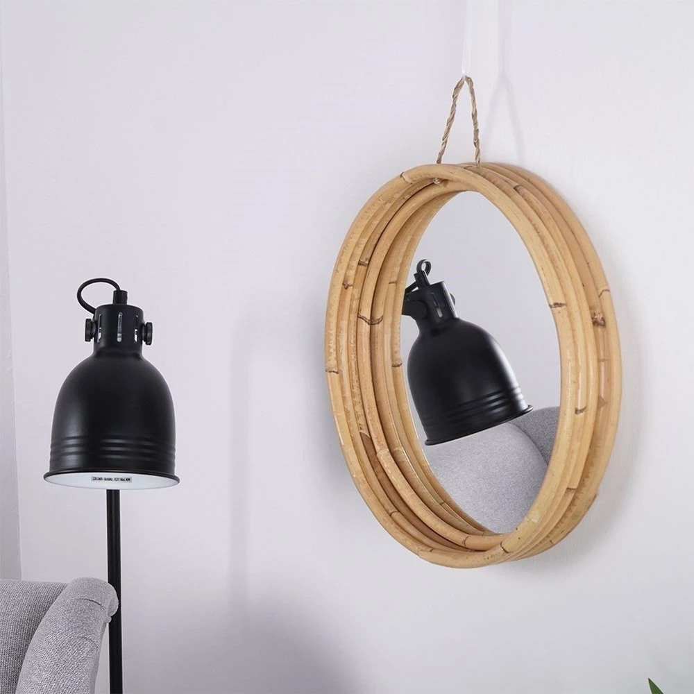 Lustro ścienne rattanowe okrągłe 30 cm