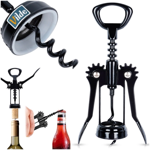 Korkociąg do wina metalowy czarny 16 cm