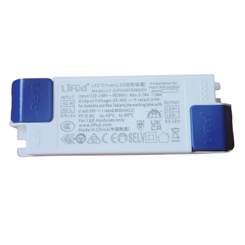 Zasilacz do COB paneli LED Lifud 34W LED DRIVER 33-40V 850mA