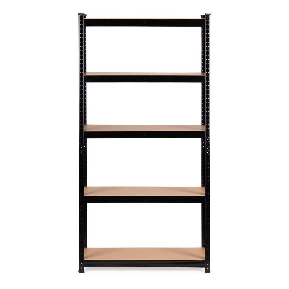 Regał magazynowy metalowy czarny 2w1, 5 jasnych półek 180x90x40 cm
