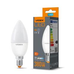 Żarówka LED E14 C37 Świeczka 4W = 33W 380lm 3000K Ciepła Biel 220° Videx