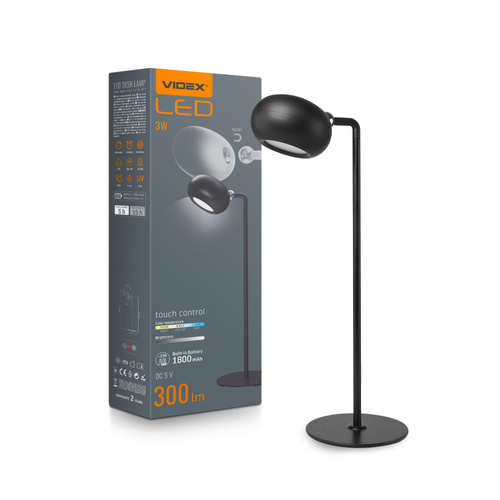 Lampa biurkowa LED z akumulatorem VIDEX VLE-TF18B czarna