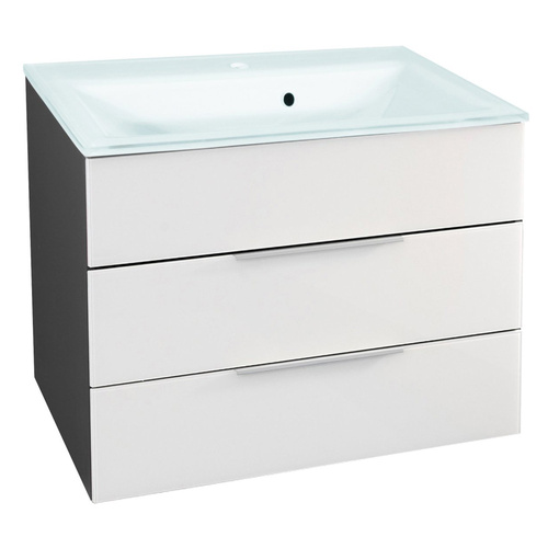 Szafka pod umywalkę antracyt + białe lakierowane szkło 79,4 cm Kara Fackelmann 80953
