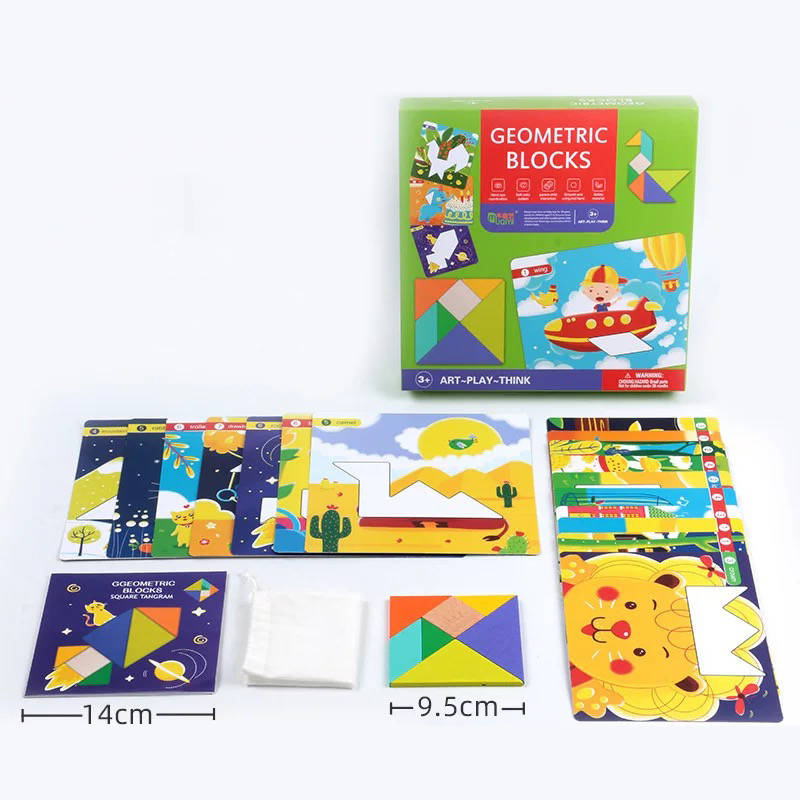 Kreatywna układanka edukacyjna mozaika Tangram klocki drewniane