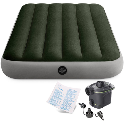 Materac dmuchany welurowy z pompką 99x191x25cm INTEX 64777