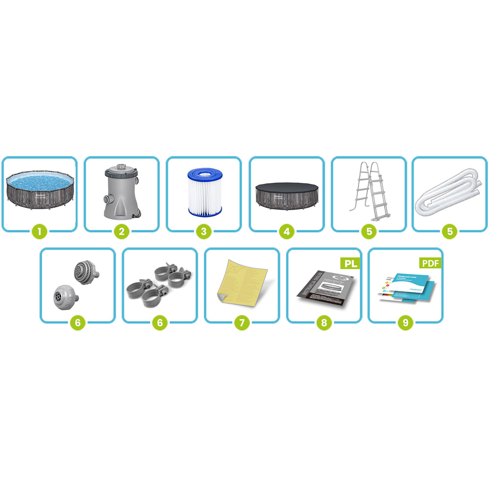 Basen ogrodowy stelażowy 427 x 107 cm 11w1 Bestway 5614Z