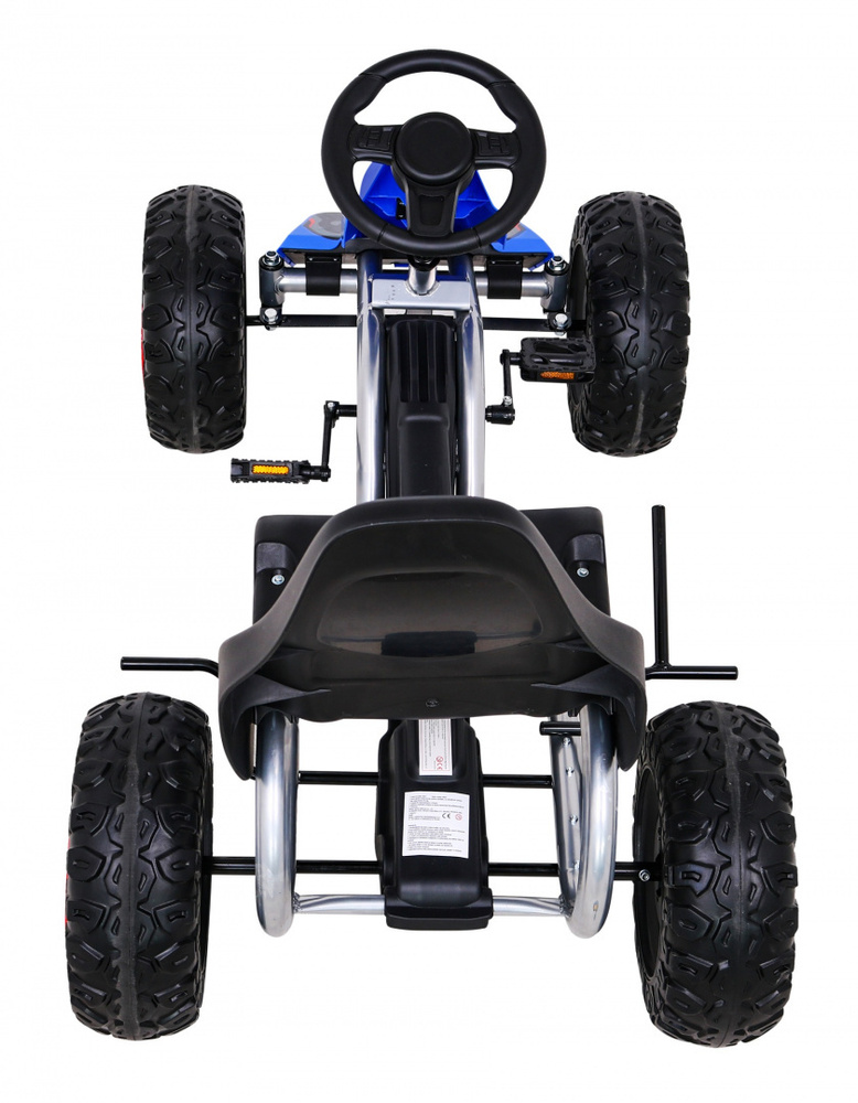 Duży Gokart Strong na pedały dla dzieci Niebieski + Obciążenie 100 kg + Koła EVA + Hamulec ręczny + Sportowy fotel