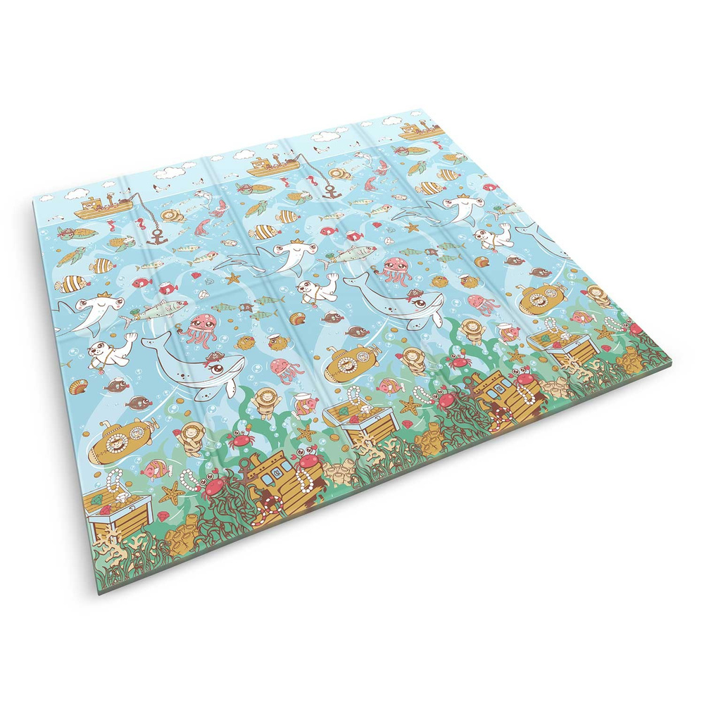 Mata piankowa edukacyjna składana 200 x 180 x 1 cm  ocean-liczby