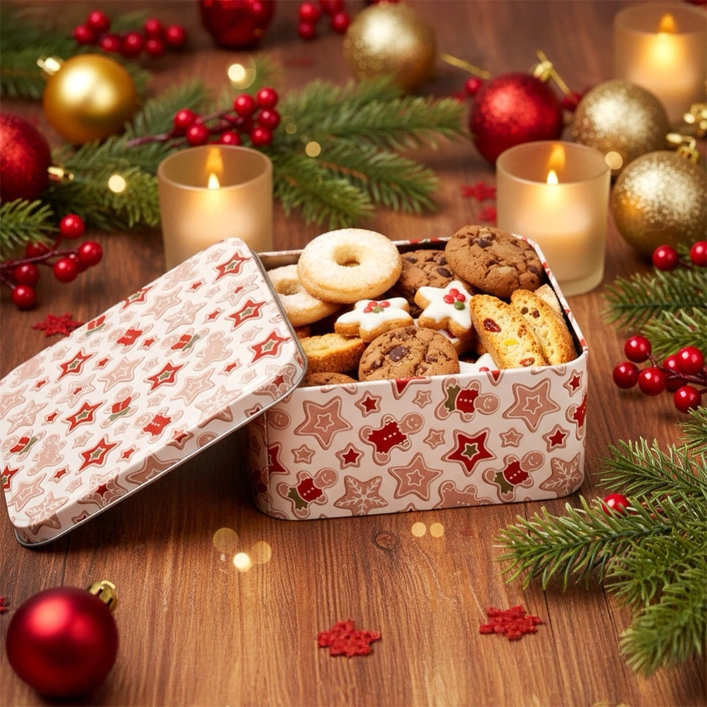 Pojemnik na ciastka metalowy puszka świąteczna 15x15x6,5 cm