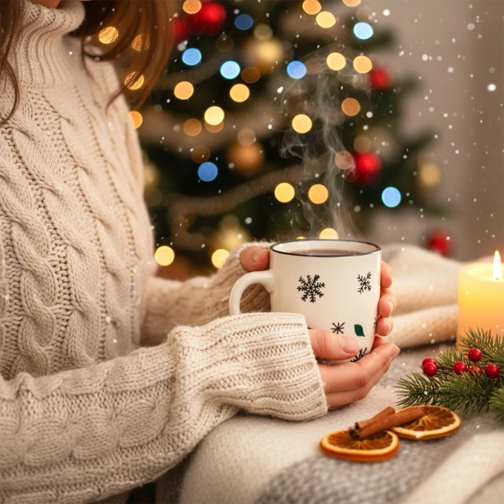 Kubek ceramiczny płatki śniegu 350 ml