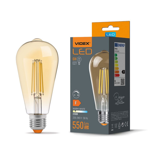 Żarówka LED E27 ST64 6W 44W Filament Ściemnialna
