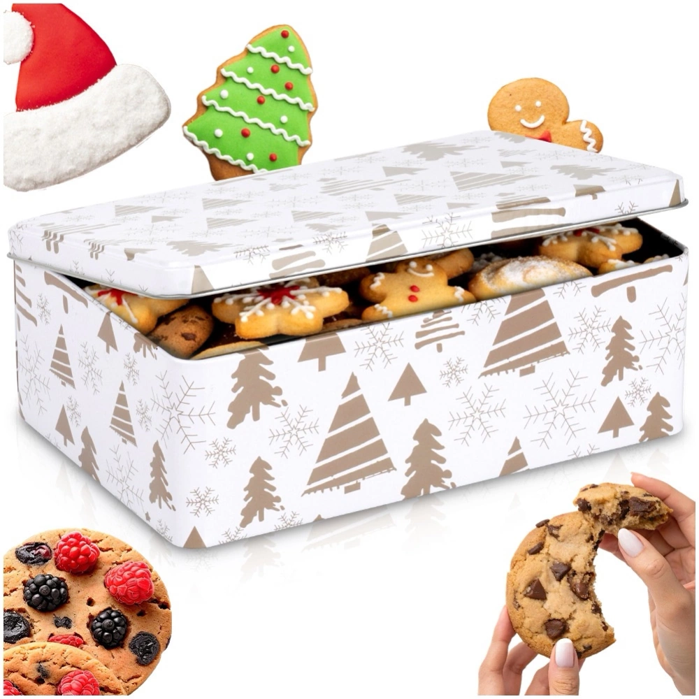 Pojemnik na ciastka metalowy puszka świąteczna 20x13x7 cm