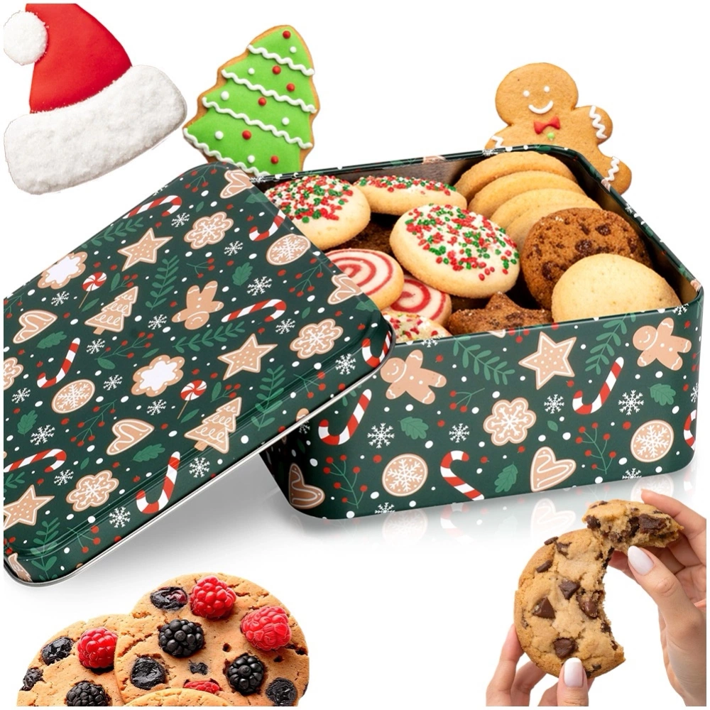 Pojemnik na ciastka metalowy puszka świąteczna 15x15x6,5 cm