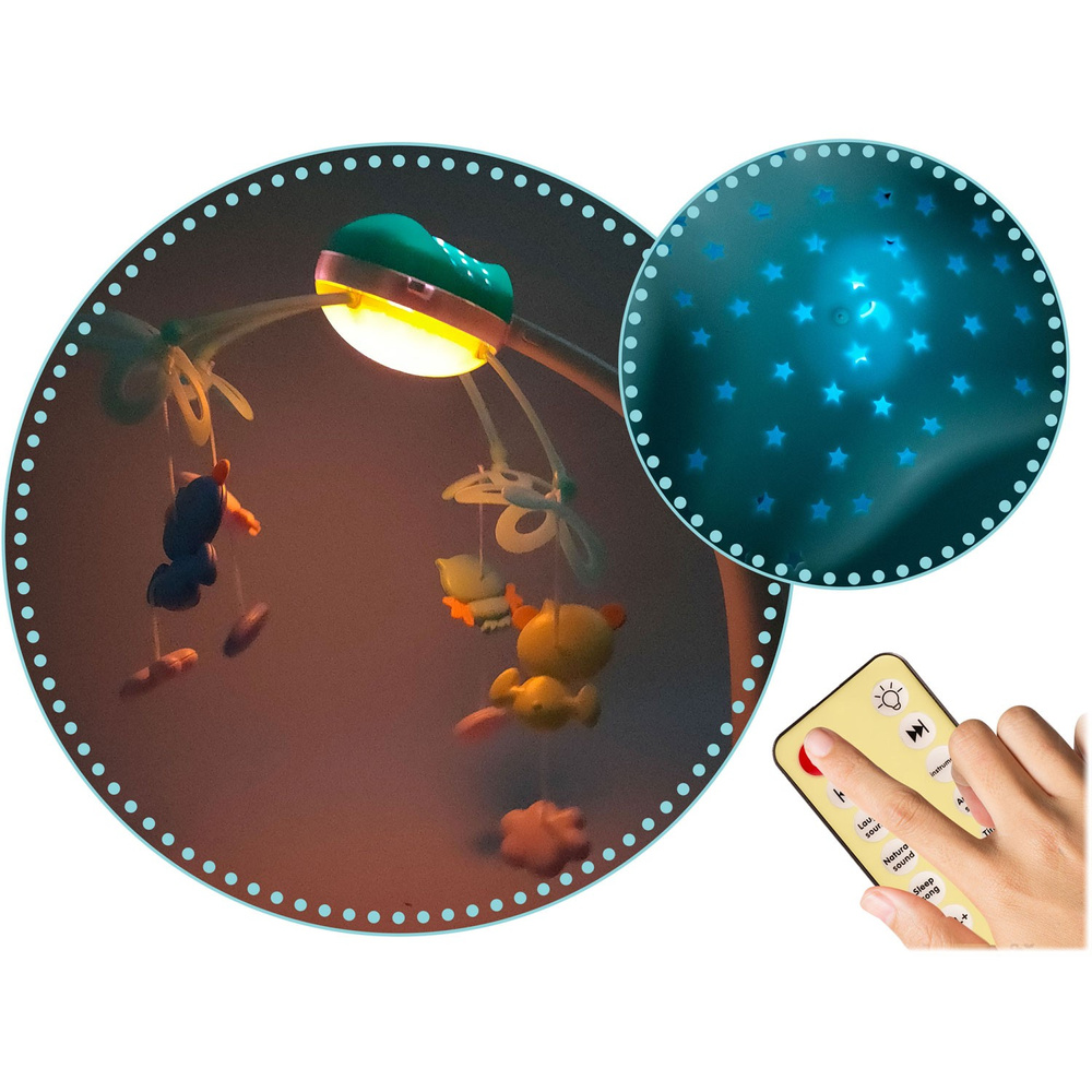 Karuzela do łóżeczka z projektorem  niebieska