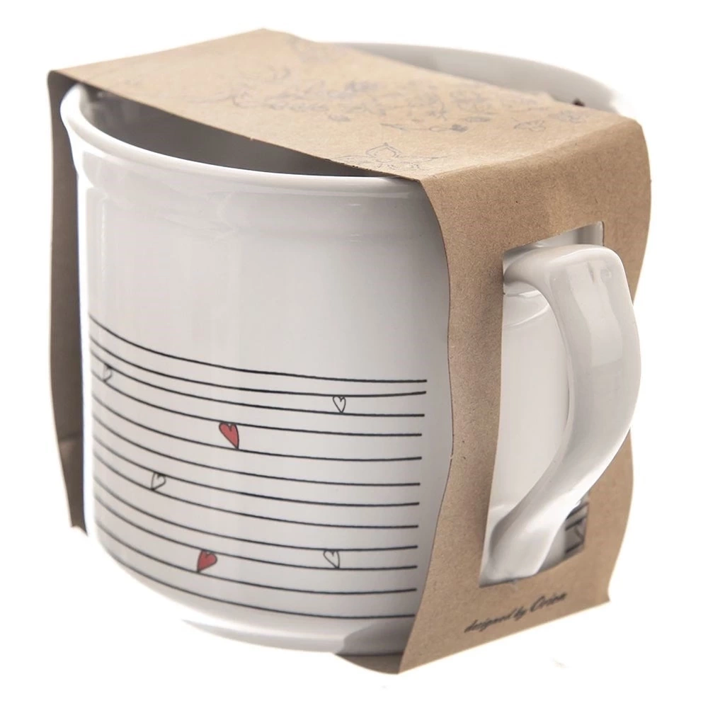 Kubek z woreczkiem ceramiczny biały SERCE 650 ml