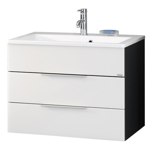 Szafka pod umywalkę antracyt + białe lakierowane szkło 79,4 cm Kara Fackelmann 80953