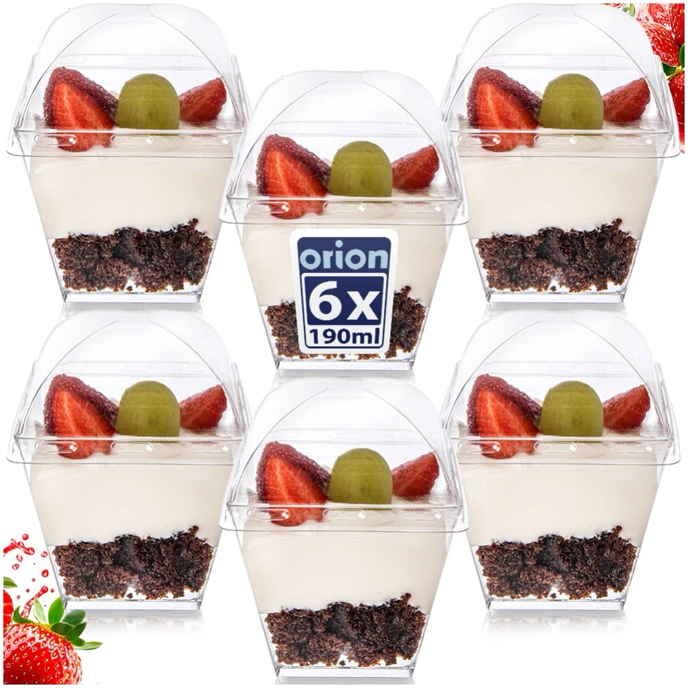 Pucharki na desery, przekąski z pokrywkami 180 ml 6 szt.