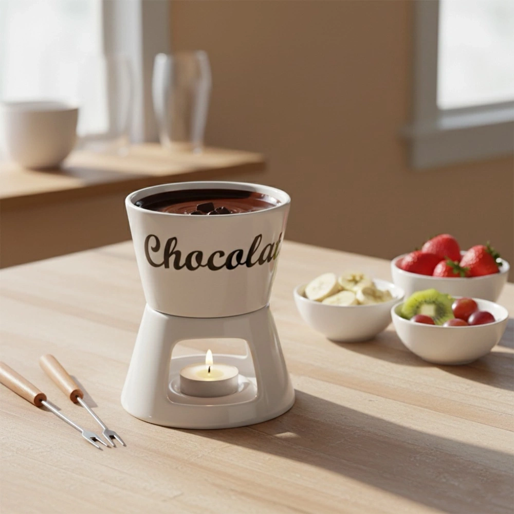 Zestaw do fondue porcelanowy 4 el.