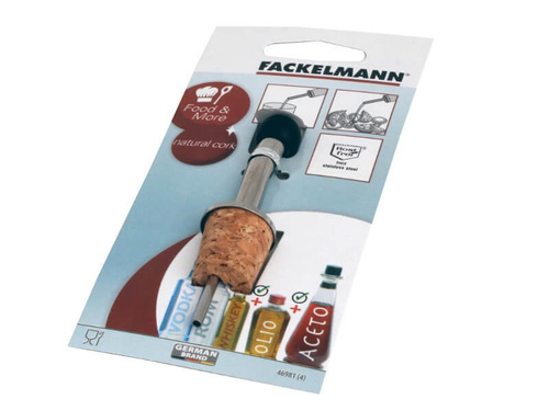 Dozownik do butelek inox i korek naturalny FACKELMANN 46981