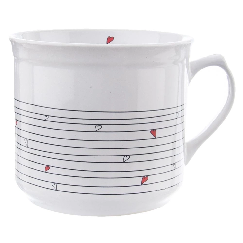 Kubek z woreczkiem ceramiczny biały SERCE 650 ml