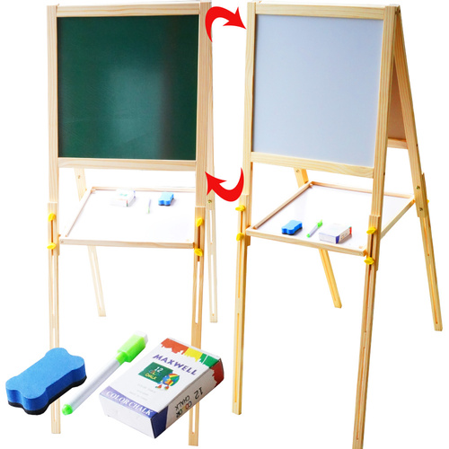 2w1 Dwustronna tablica  magnetyczna kredowa drewniana duża