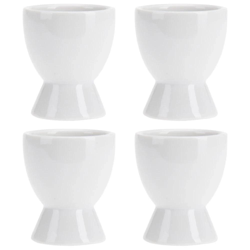 Podstawki na jajko z łyżeczkami porcelanowe białe 4 szt.
