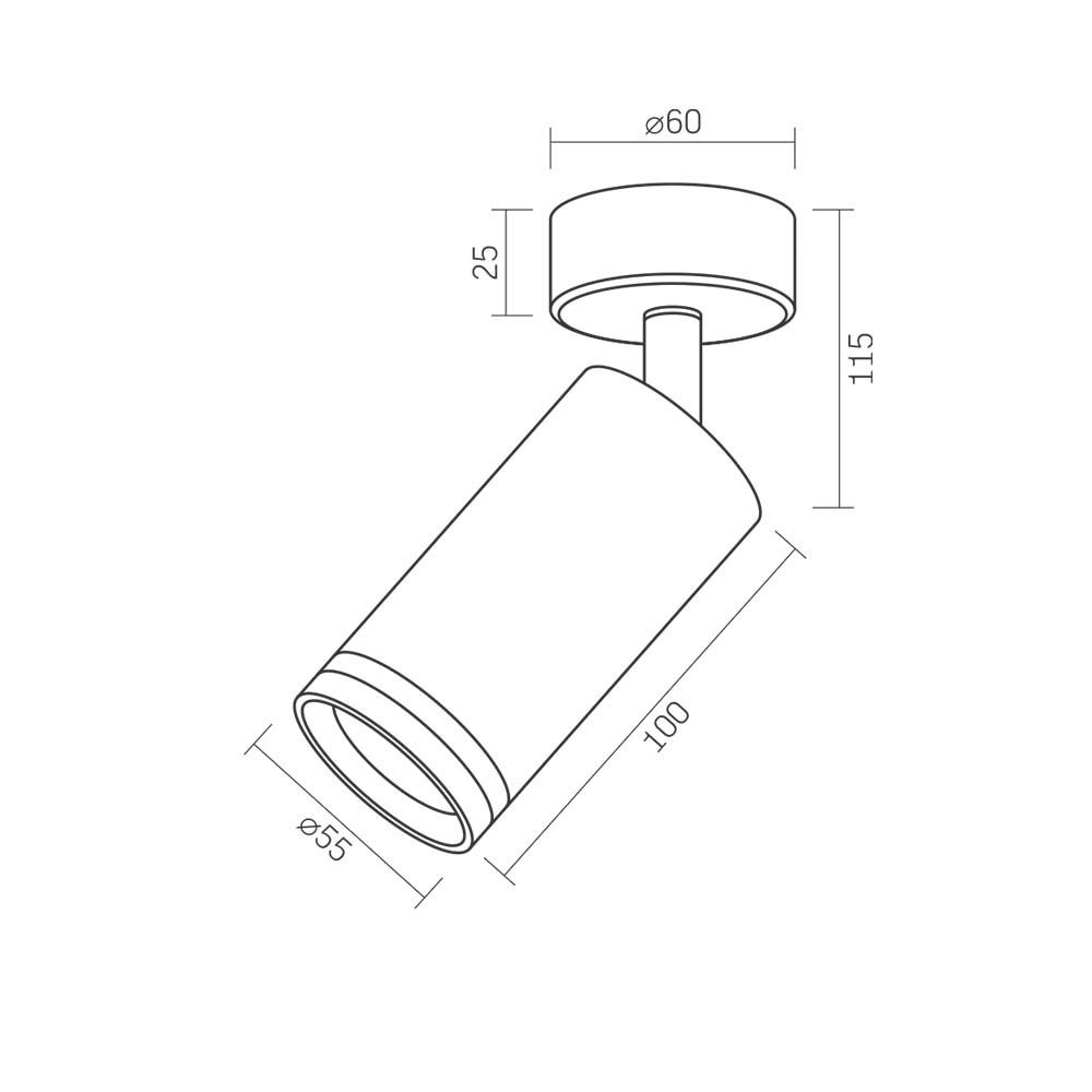 Lampa Ścienna Videx Sufitowa Kinkiet Oprawa Punktowa Ruchoma GU10 Czarna