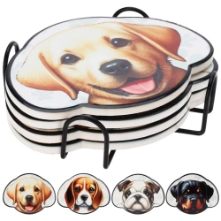 Podstawki pod kubek w stojaku pies 4 szt.