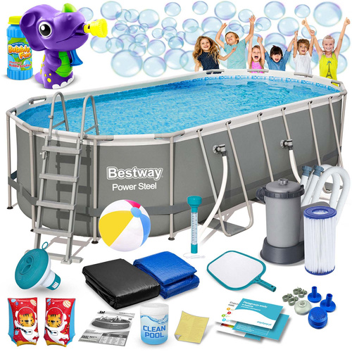 Basen ogrodowy stelażowy 549 x 274 x 122 cm 17w1 Bestway 56710