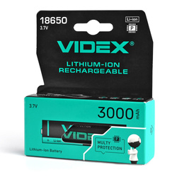 Akumulator litowo-jonowy VIDEX 18650-P 3000mAh z ochronnym kolorowym pudełkiem/1 szt.