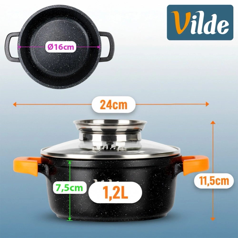 Garnek granitowy ze szklaną pokrywką TERRUNA AROMA 16 cm, 1,2 l