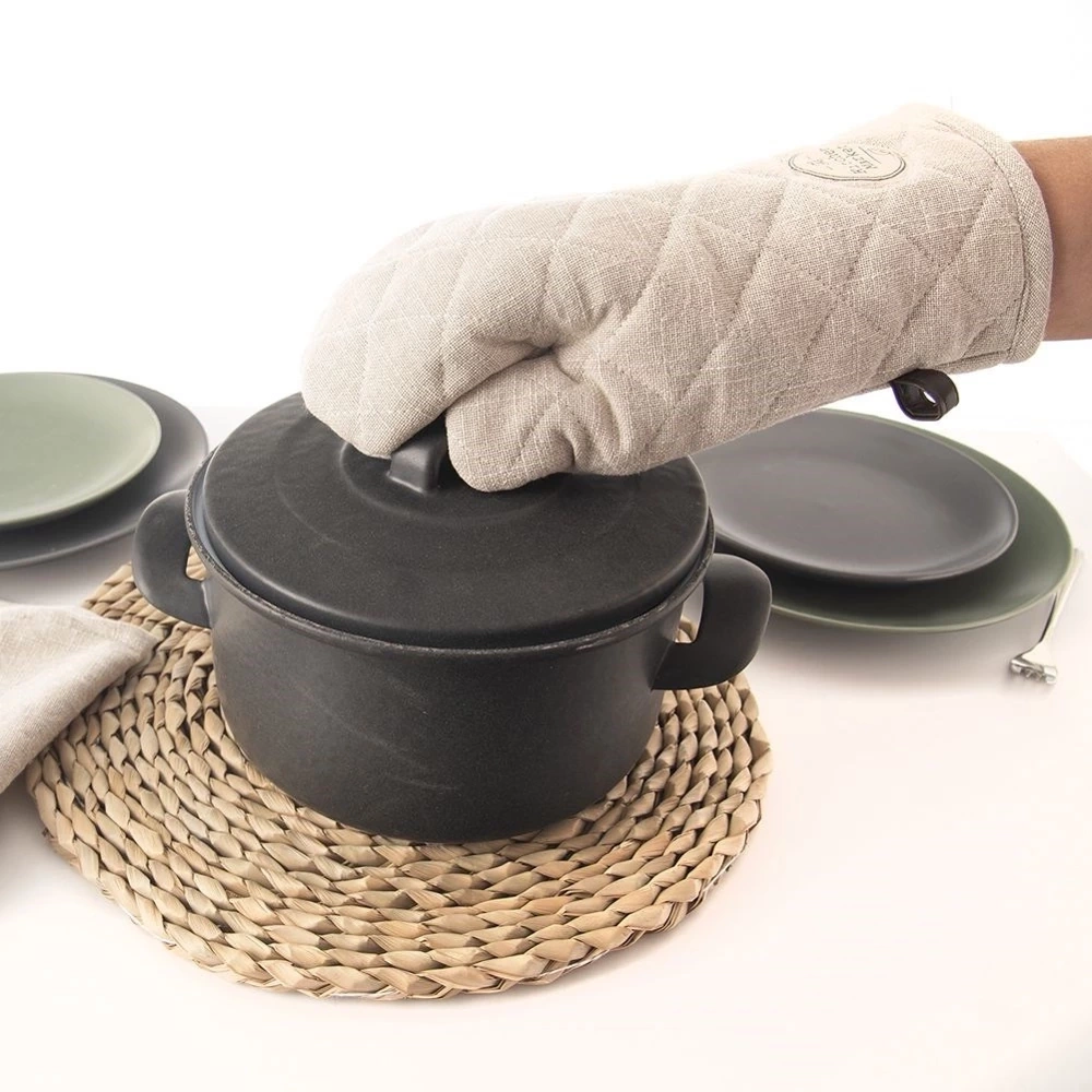 Rękawica kuchenna bawełniana beżowa 32 cm