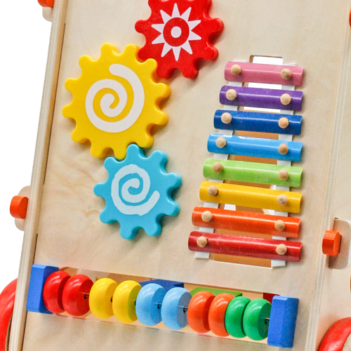 Drewniany pchacz edukacyjny z liczydłem i cymbałkami