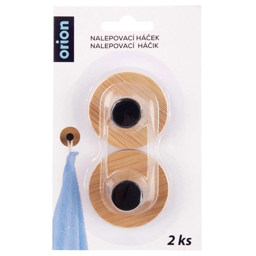 Haczyk wieszak samoprzylepny bambusowy metalowy czarny 5 cm 2 szt.