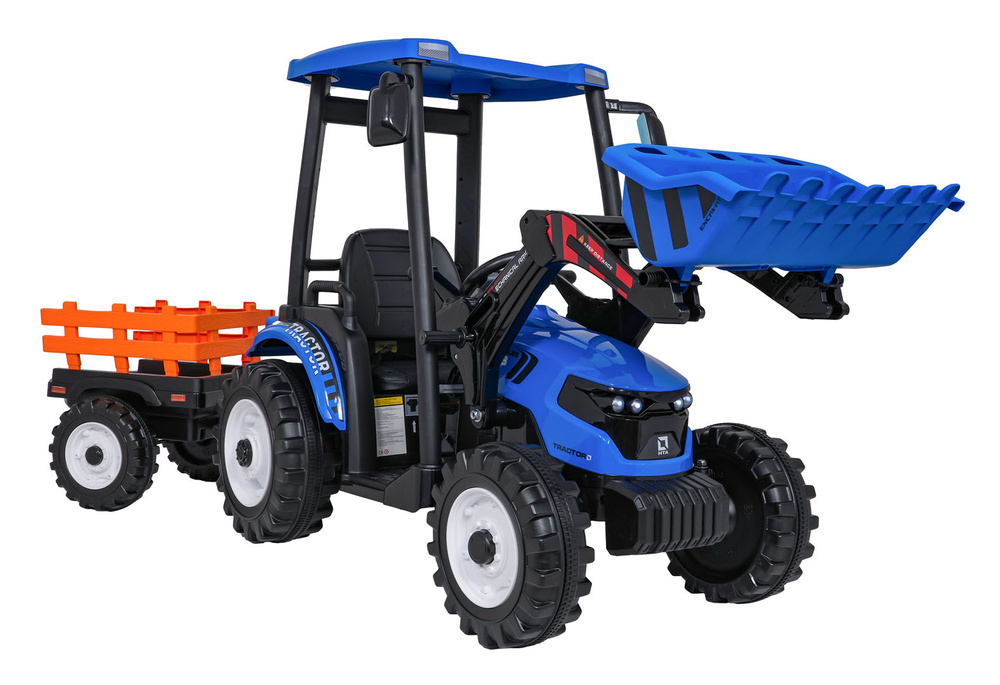 Pojazd MEGA Traktor D68 Z Przyczepką Niebieski