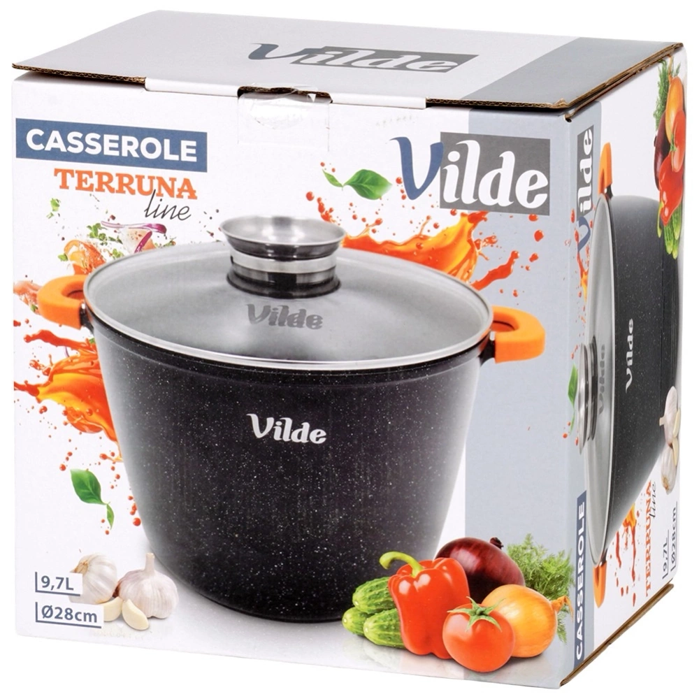 Garnek granitowy ze szklaną pokrywką TERRUNA AROMA 28 cm, 9,7 l