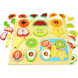 Drewniane warzywa do krojenia puzzle 3D na magnes układanka 3w1 deska nożyk 