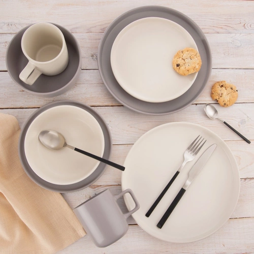 Talerz obiadowy płytki ceramiczny kremowy SKANDI 26,5 cm