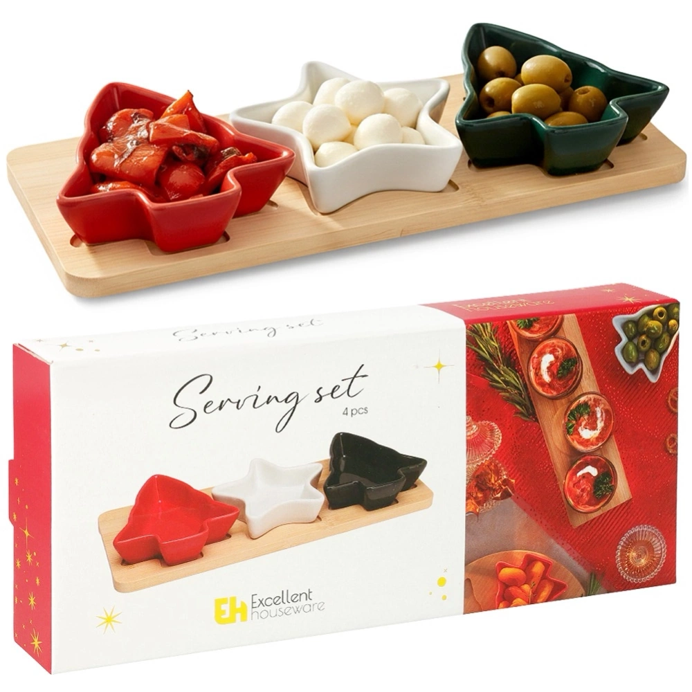 Miseczki na przekąski porcelanowe na tacy 4 el.