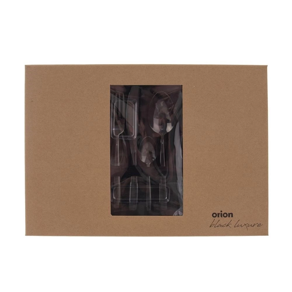 Zestaw sztućców stalowy czarny dla 6 osób BLACK 24 el.