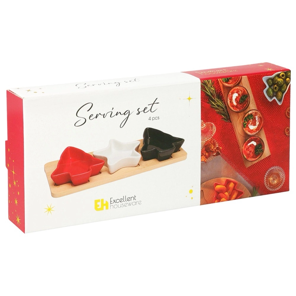 Miseczki na przekąski porcelanowe na tacy 4 el.