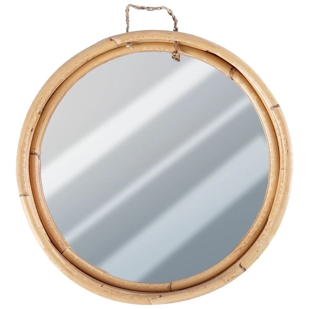 Lustro ścienne rattanowe okrągłe 30 cm