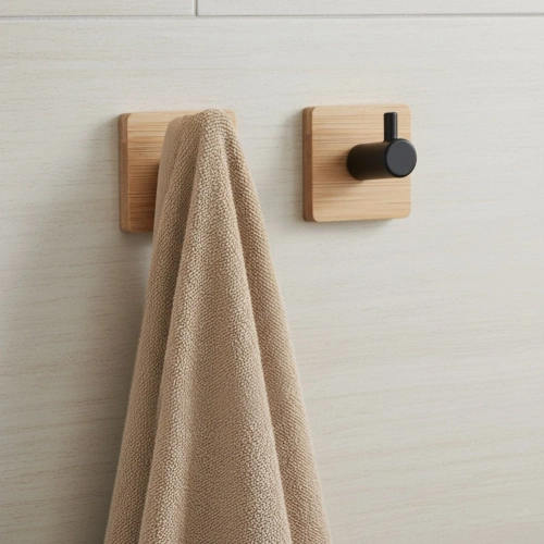 Haczyk wieszak samoprzylepny drewniany metalowy czarny 4,5x4,5 cm 2 szt.